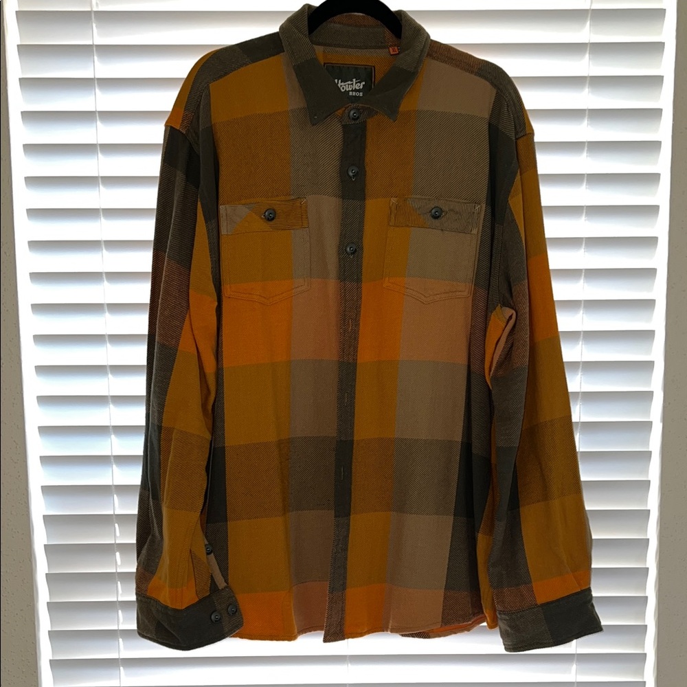 Howler Brothers Orange and Brown Plaid Shirt Jacket